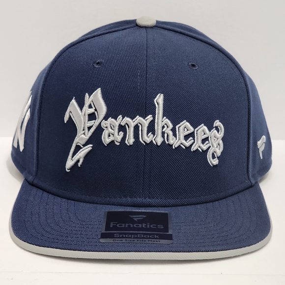 New York Yankees Hat Cap Blue Iconic Old English Snapback Fanatics Brand - Picture 1 of 7